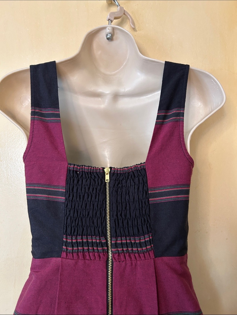 Staring at Stars Burgundy and Black Striped Fit & Flare Mini Dress size XS NWT - Picture 7 of 11